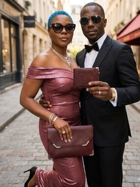 Cartier Men's Leather Bifold Wallet - Burgundy with Metal Corners